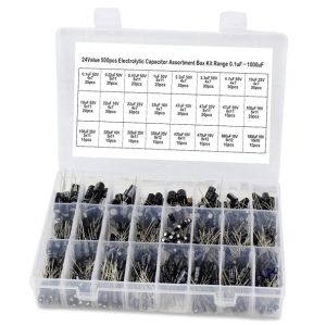 500pcs 0.1uF-1000uF 16V-50V 24 Values Electrolytic Capacitor